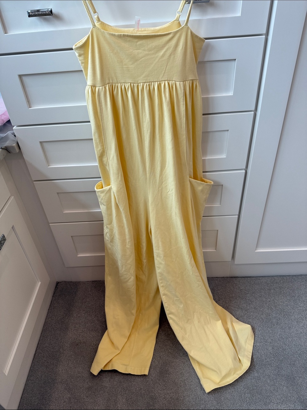 Light Yellow Wide-Leg Jumpsuit with Pockets